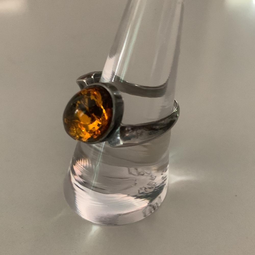 Amber ring in sterling silver